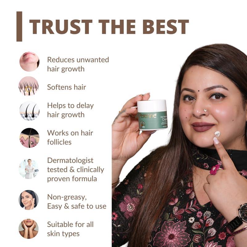 PERENNE Perenne Hair Retardant Cream | Hair Reduction Lotion For Reducing Unwanted Body and Facial Hair in Men and Women | Natural|Paraben Free|Dermatologist Tested- 1 Pack (8g)