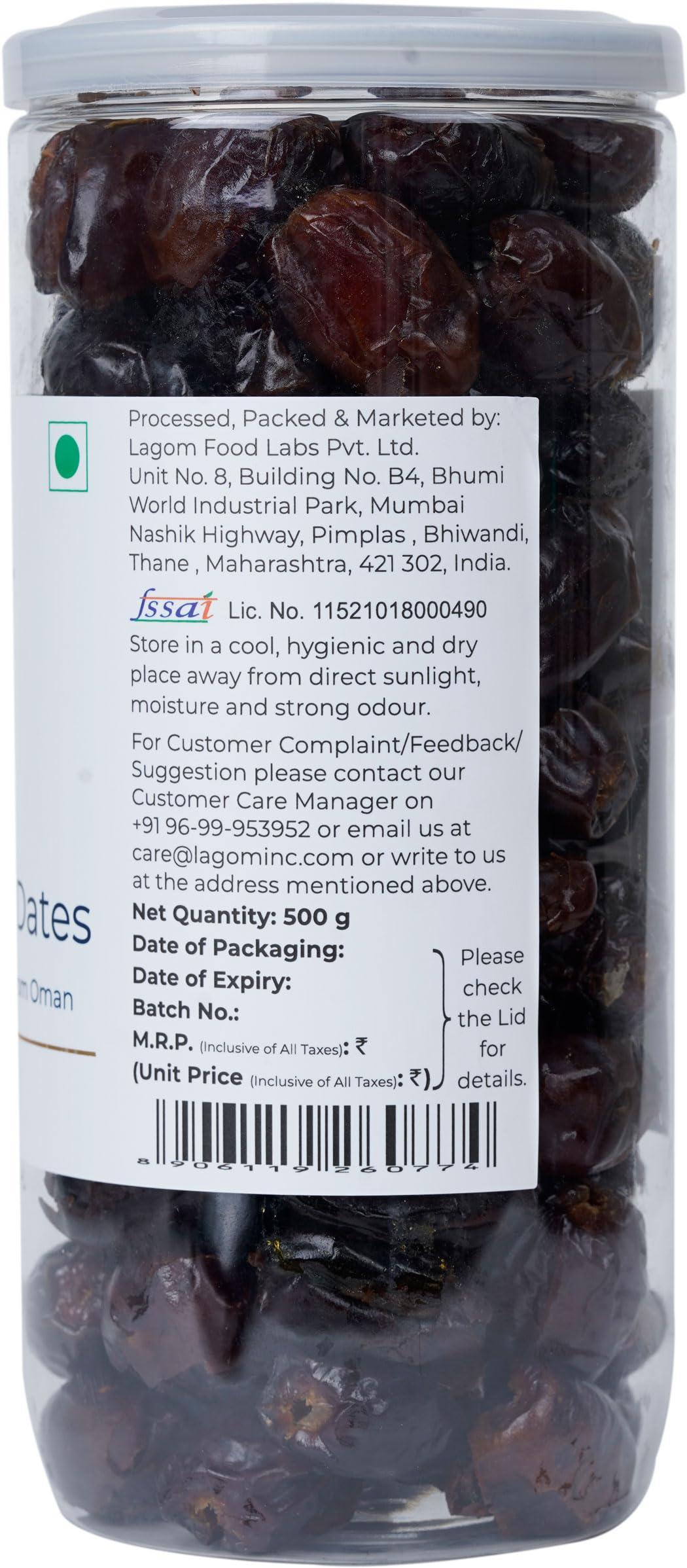 Lagom Lagom Gourmet Seedless Omani Dates 1 kg | All Natural | No Preservatives | No Added Sugar | Gluten Free | Vegan | Plant Based | Non GMO | Dates Dry Fruits | Khajur | Khajoor | Khejur