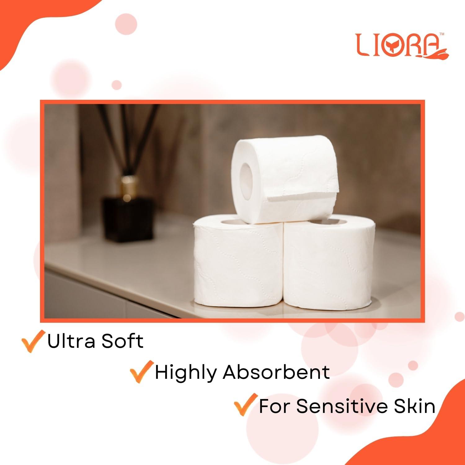 Liora Liora 3 Ply Toilet Tissue Paper Roll 10 in 1, Pack of 2, Soft Toilet Paper Rolls Multi layer, Highly Absorbent Toilet papers Rolls, 235 Pulls/Roll (2,350 Sheets)