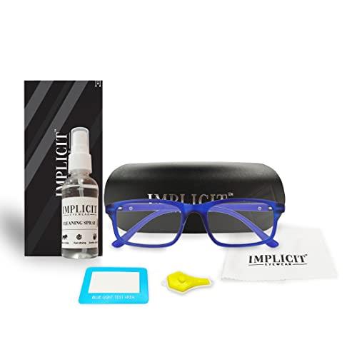 IMPLICIT Implicit® Zero Power Computer Glasses Spectacles With Blue Cut for Kids, Anti Glare Coating for Eye Protection & Anti Eyestrain (Blue)