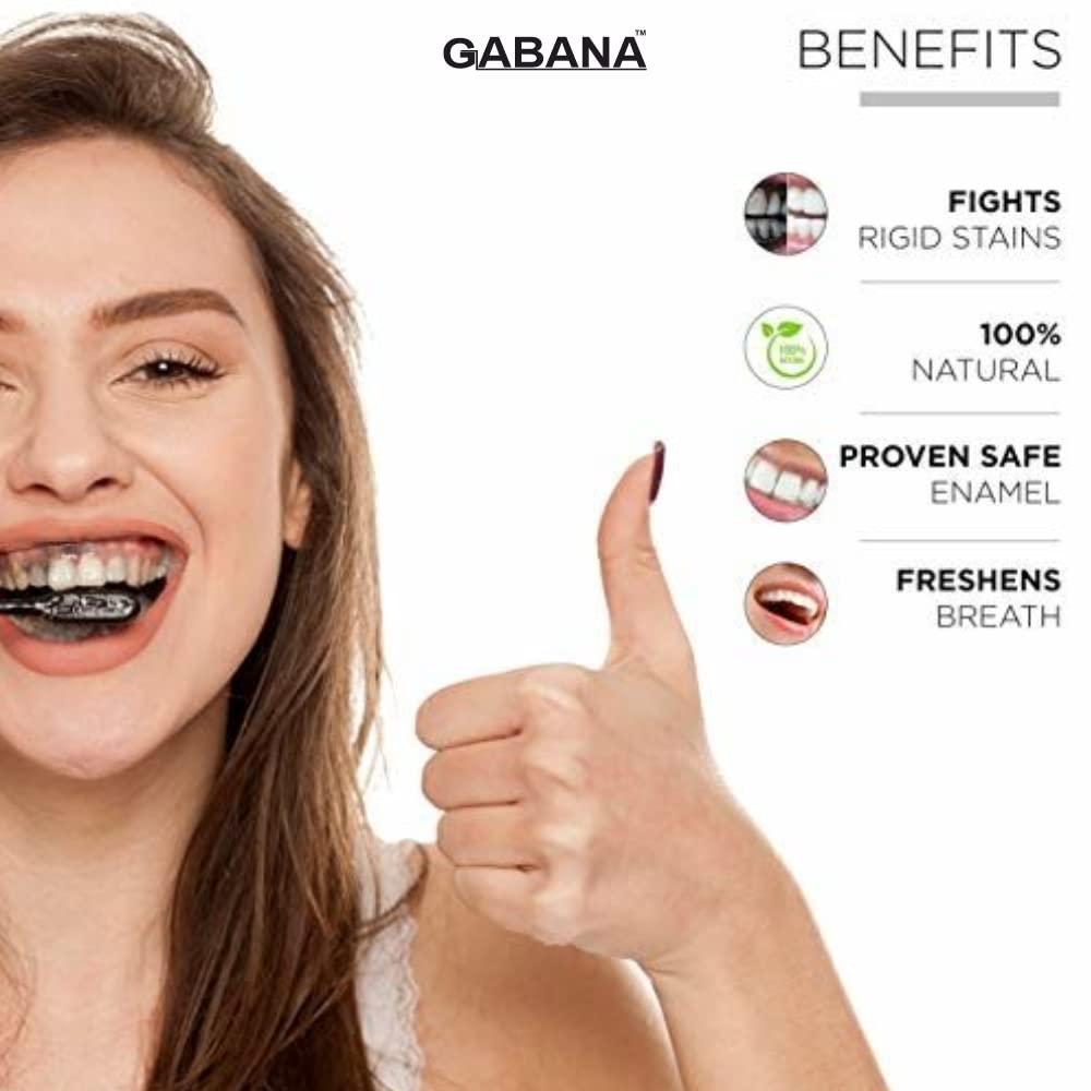 Gabana GABANA Natural Activated Coconut Charcoal Teeth Whitening Powder for Men and Women (Pack of 2, Each 50 gram)|Enamel Safe Oral Care for Effective Teeth Whitener Charcoal Powder for Teeth Whitening|
