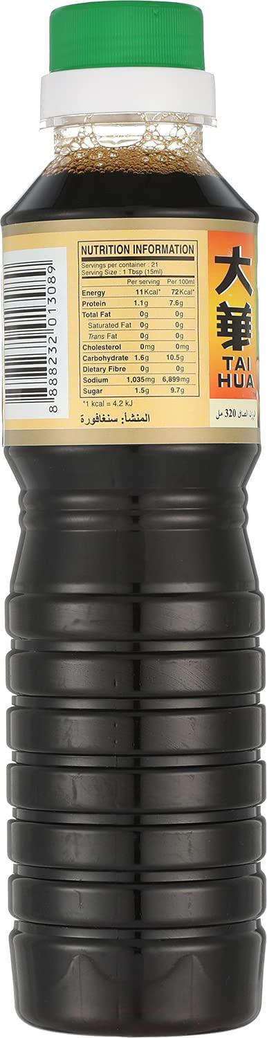 Tai hua Tai Hua Light Soy Sauce Naturally Brewed (320ml) Product of Singapore, Naturally Brewed Soy Beans Contains NO MSG \"(HALAL Certified)\"