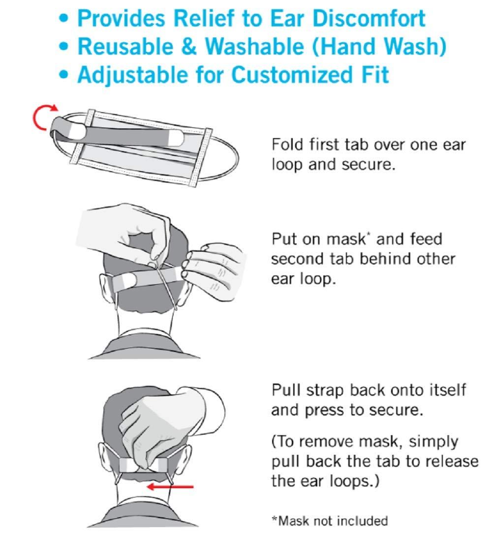 Velcro VELCRO Brand Face Mask Extender Straps 4pk Black, 12 x 1 Comfortable and Adjustable Ear Savers, VEL-30084-USA
