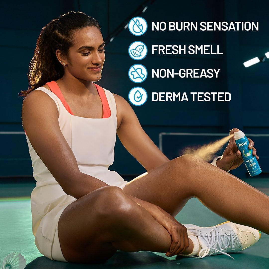 Hoop hoop Pain Relief Spray | Cryotherapy Cooling for Instant Relief from Back Pain, Leg Pain, Lumbar Pain, Knee Pain, Joint Pain, Sports Injuries, Muscle Pain | 80 g