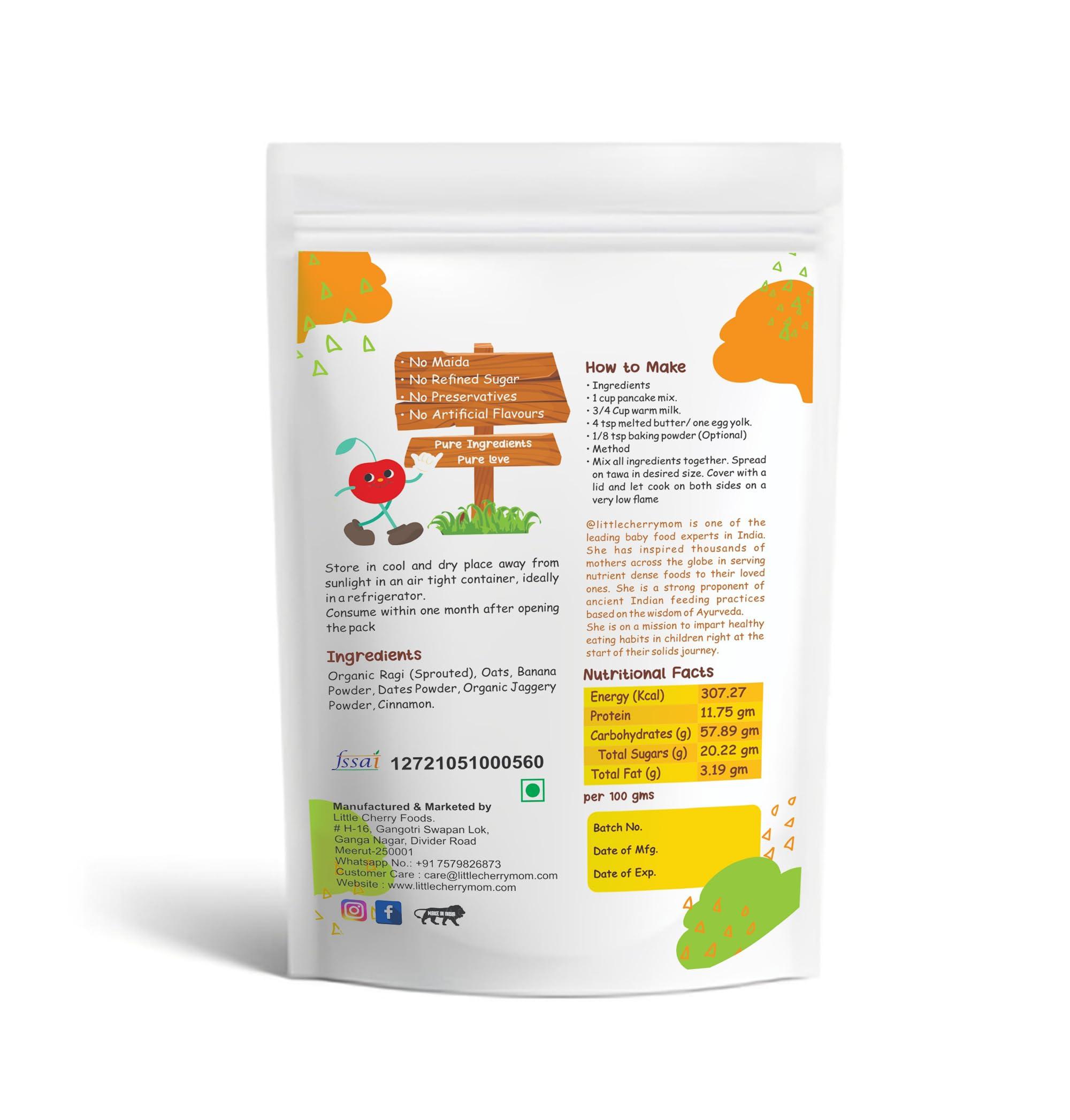 @littlecherrymom @littlecherrymom No Maida Pancake Mix-Ragi Choco Banana|Instant Breakfast Mix made with Organic Sprouted Ragi & Oats| 100% Vegetarian Eggless Healthy Breakfast for Kids & Adults with Real Bananas-175g