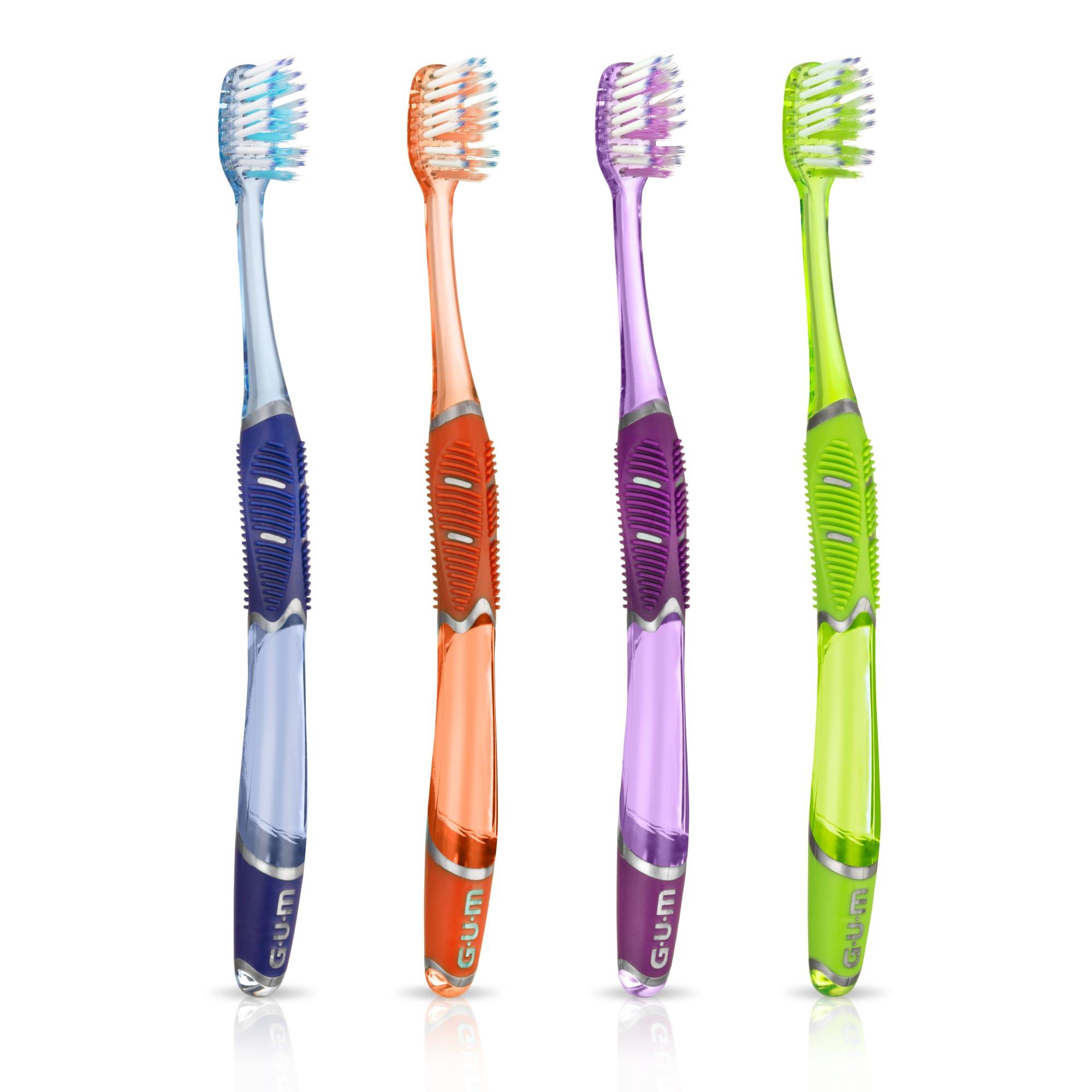 Gum GUM - 525E Technique Deep Clean Toothbrush with Quad-Grip Handle, Compact Head & Soft Bristles, 3 Count