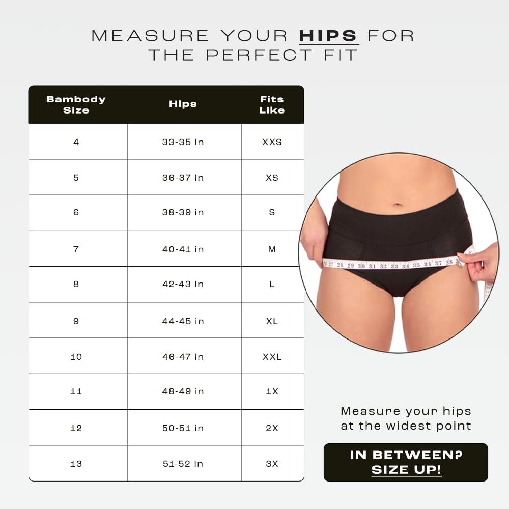 Bambody Bambody Absorbent Brief: Super Comfy Period Panties, 1pkbk, X-Small