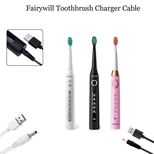 PDEEY Charger Cable Replacement for Fairywill/Dnsly/Initio/Vekkia Electric Toothbrush, USB Charging Cord 3 ft (2-Pack)