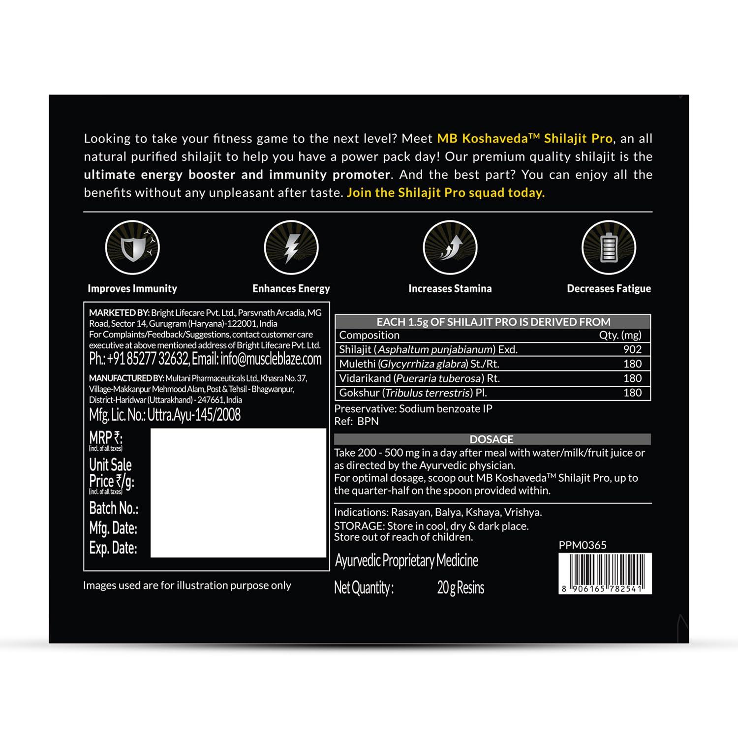 Koshaveda Koshaveda Shilajit Pro by MuscleBlaze (20g, Shilajit Resin, Pack of 2) | For Strength, Stamina & Endurance