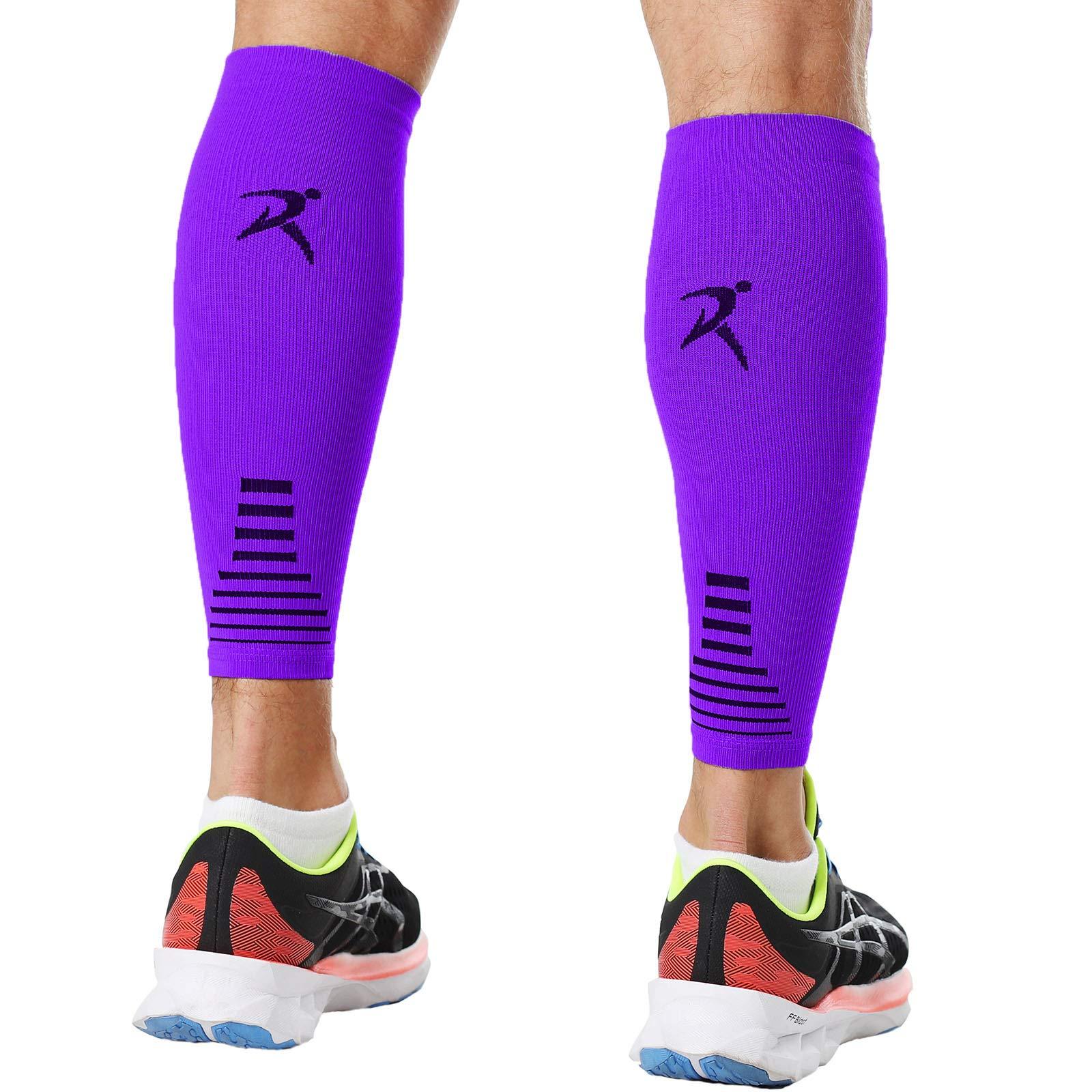 Rymora Rymora Calf Compression Sleeves Men Women Shin Splints Running (Pair Purple) (XL)