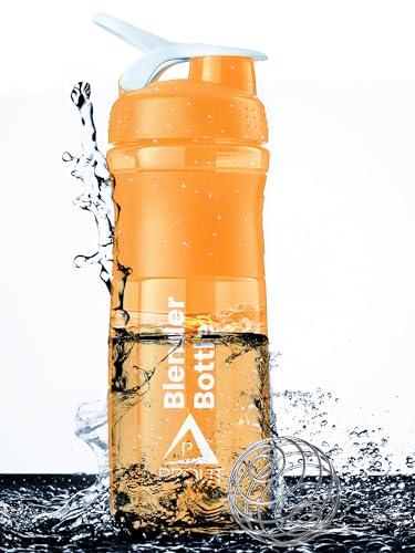 PROUT PROUT Gym Shaker | Water Bottle | Supplement Shakers | Shaker Bottle | Blender Bottle | Classic Protein Mixer Shaker Bottle with Blender Ball (Orange)