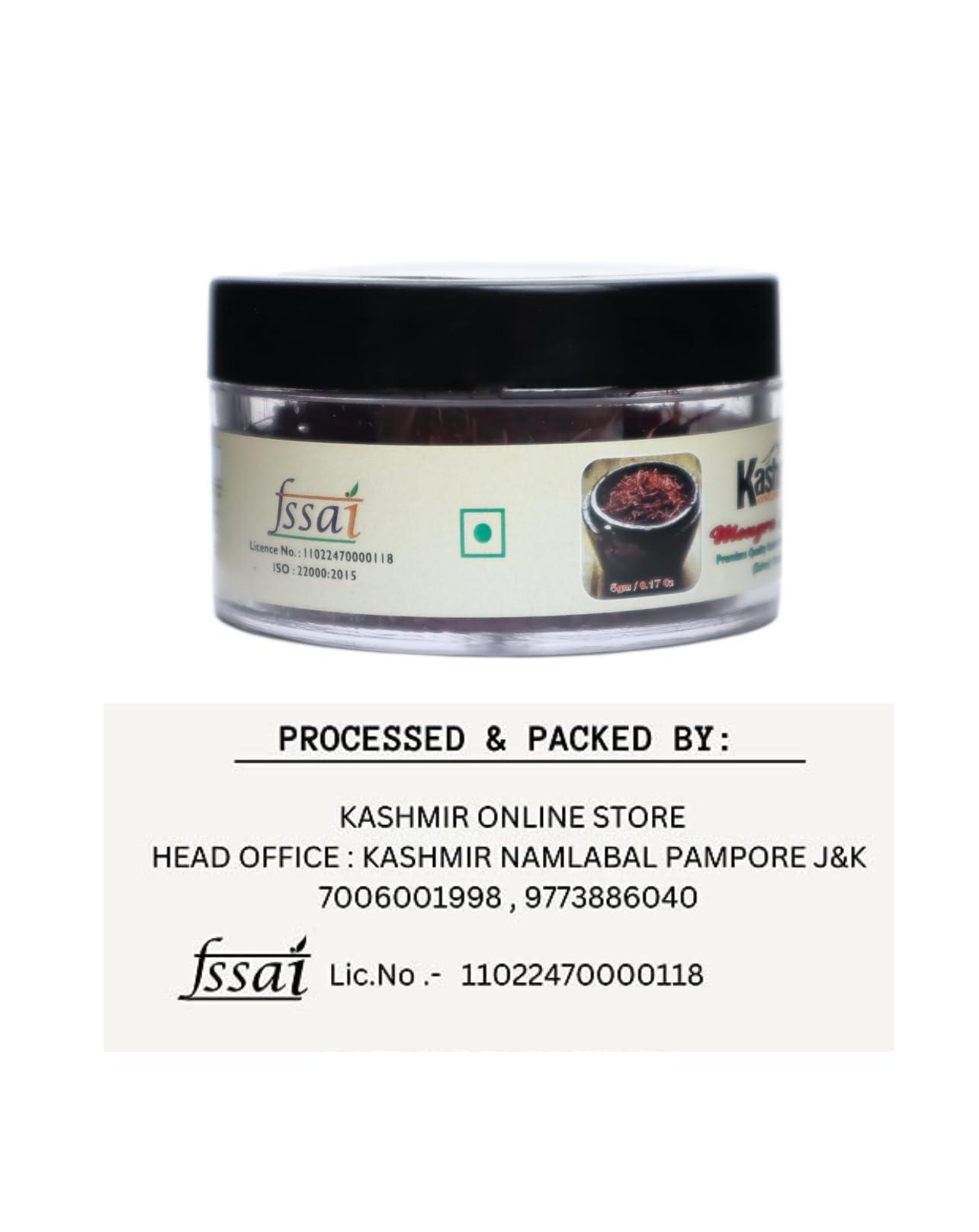 Kashmir ONLINE STORE Kashmir Online Store Original Saffron - Natural & Pure Finest Grade Kashmiri Kesar For Pregnant Women, Cooking, Face & Skin. (5Gm)