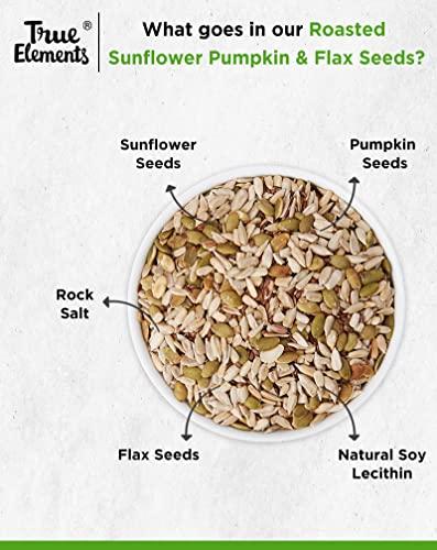 True Elements True Elements Roasted Pumpkin, Sunflower and Flax Seeds 125gm - Healthy Seeds Mix