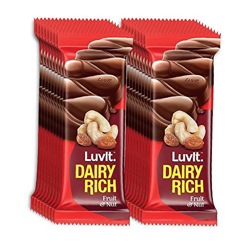 LuvIt. LuvIt Dairy Rich Fruit & Nut Chocolates Bar | Delicious | Rich | Smooth | Multipack | Pack of 18 - 39gm Each