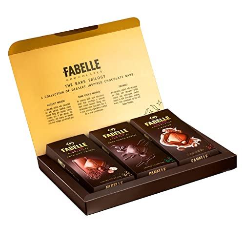 Fabelle Fabelle – The Bars Trilogy, Centre-Filled Luxury Chocolate Bars, Assorted Luxury Chocolates Gift Box, 393g