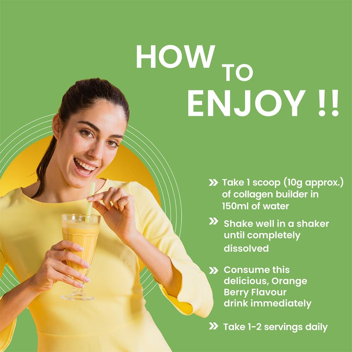 Dr. Morepen Dr. Morepen Natural Collagen Builder | Plant Powered Nutrition | Natural & Safe | Orange & Berry Flavour 250Gm Pack Of 2, Powder