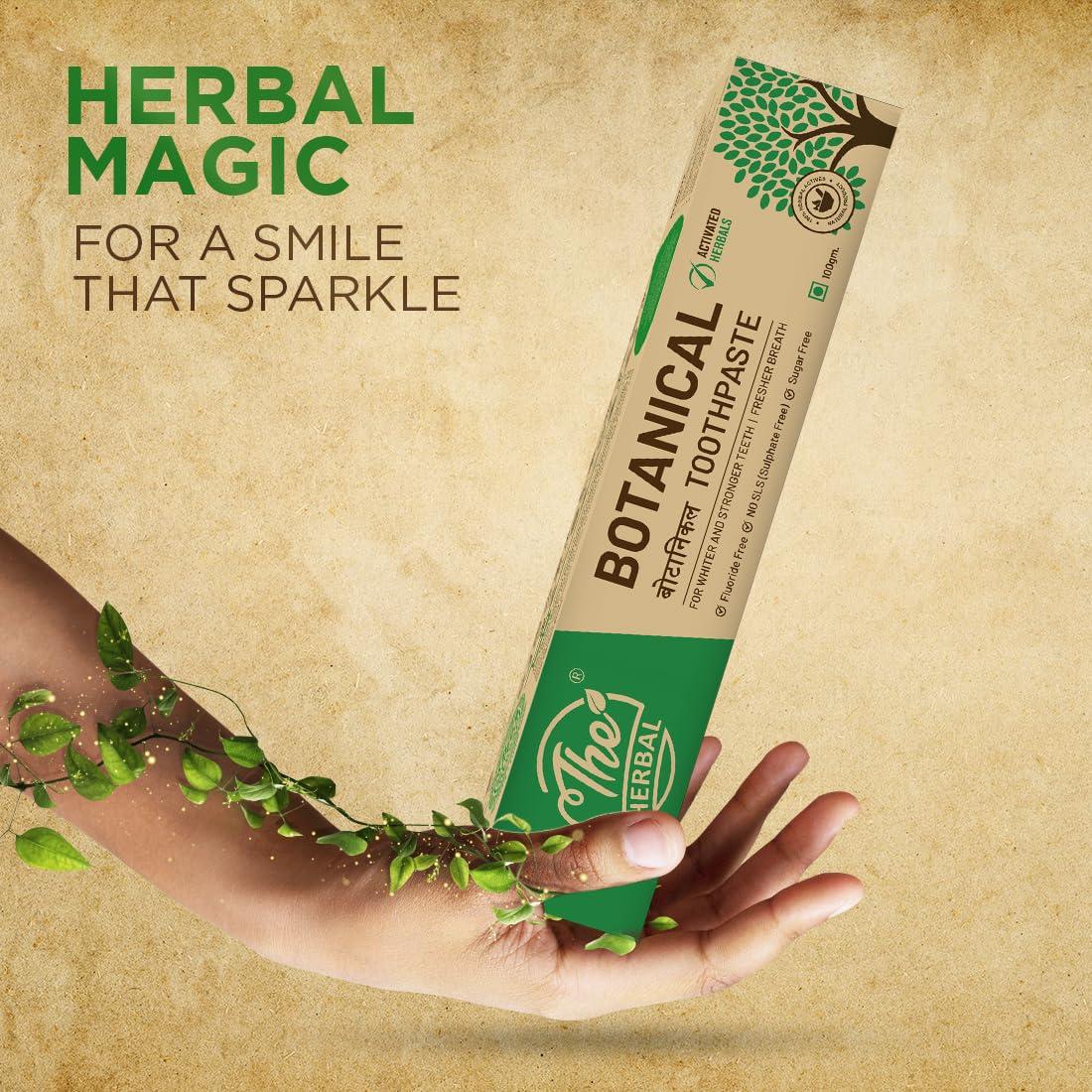 The Herbal The Herbal Botanical Toothpaste100g | 100% Herbal Actives Oral Care & Toothpaste | Toothpaste For White Teeth, Stronger Teeth and Fresh Breath | Sls Free Toothpaste, Sugar Free | Pack of 6