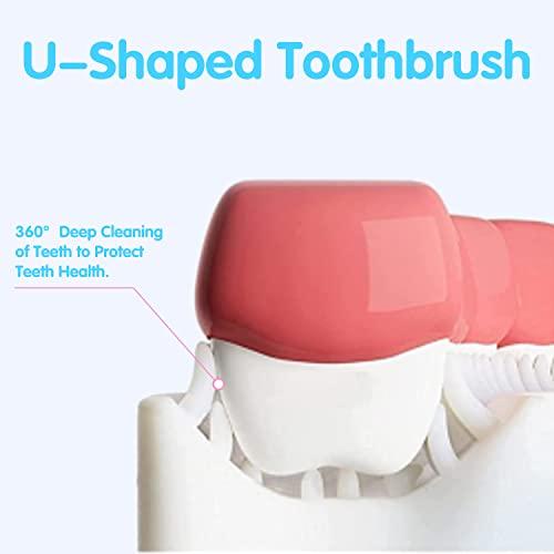 Diniva Diniva Kids U-Shaped Toothbrush, Food Grade Soft Silicone Brush Head, Oral Teeth Cleaning Full Mouth Toothbrush Design for 2-9 Year Toddlers and Children (Blue)