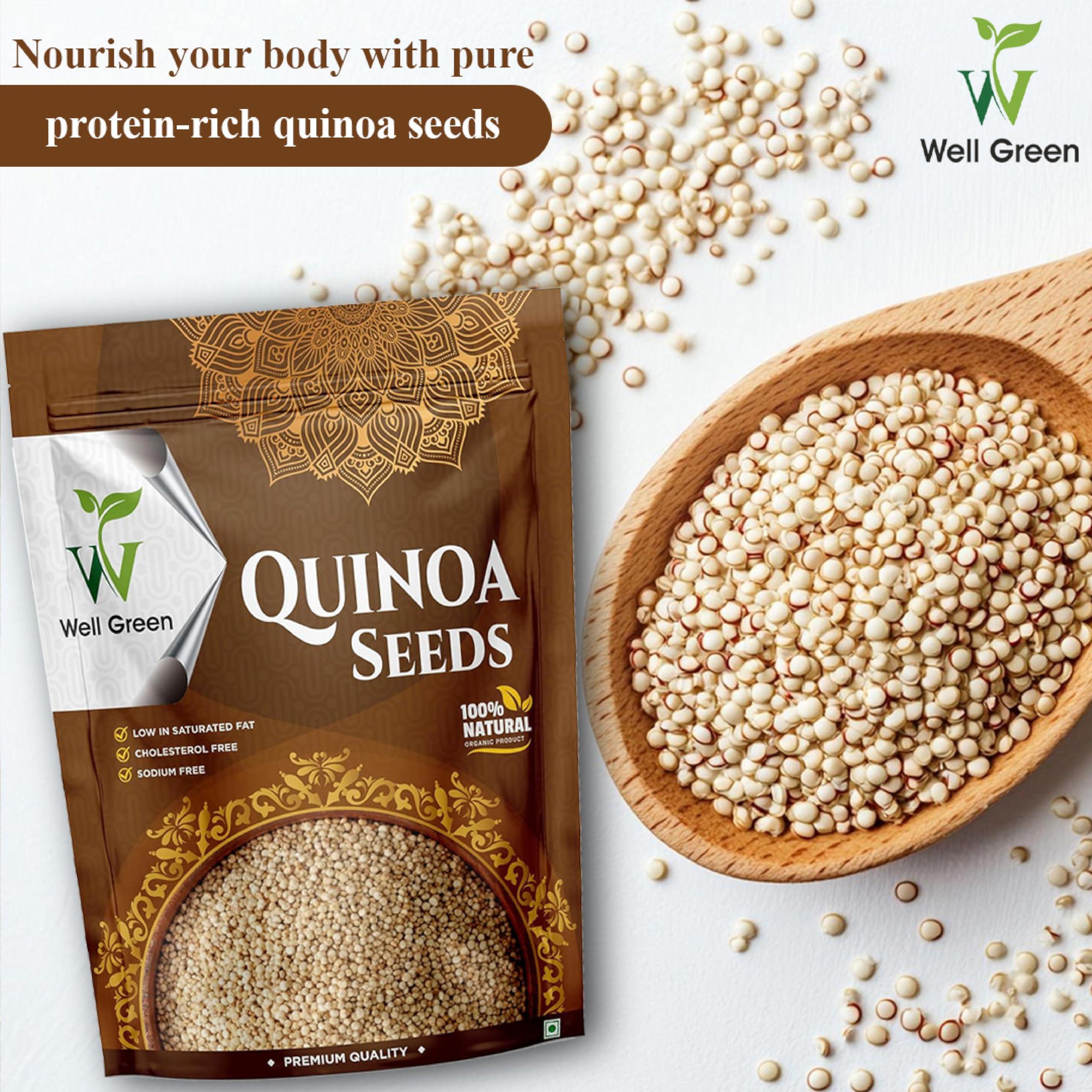 WELL GREEN WELL GREEN Quinoa Seed 5kg | High Protein & Fiber | Certified Gluten Free | Rich in Antioxidants, Protein, Fiber and Calcium | Pack of 5 | 1KG - Each, Quinoa Seed 5kg