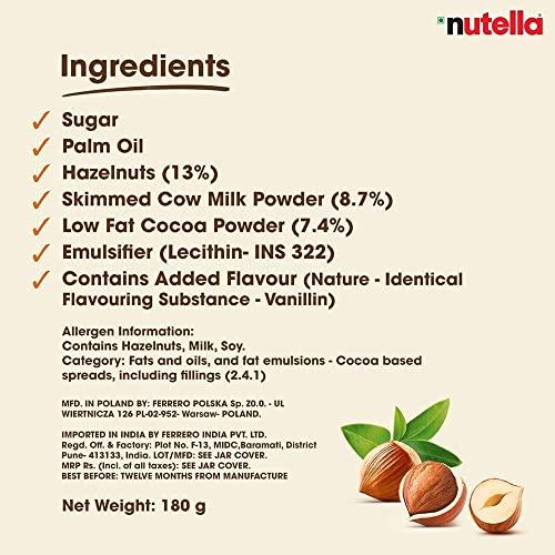 Nutella Nutella Hazelnut Spread with Cocoa Jar, Pack of 2 (180gm each)
