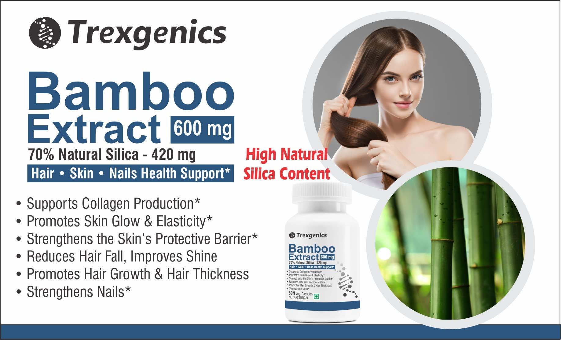Trexgenics Trexgenics BAMBOO EXTRACT 70% Silica 600 mg Hair,Skin, Nails Support VEGAN & NON-GMO (60 Veg. Capsules) (Pack of 1)