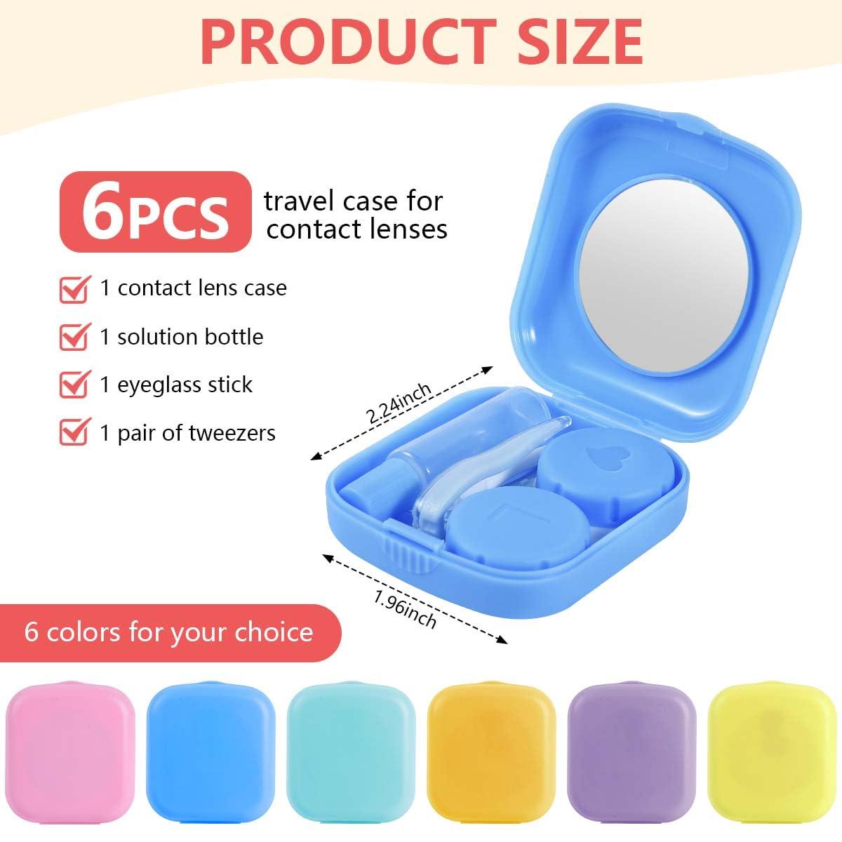 KISEER KISEER 6 Pack Colorful Contact Lens Case Travel Kit Contact Box Holder Soak Storage Container with Mirror Bottle Tweezers Stick Remover Tool