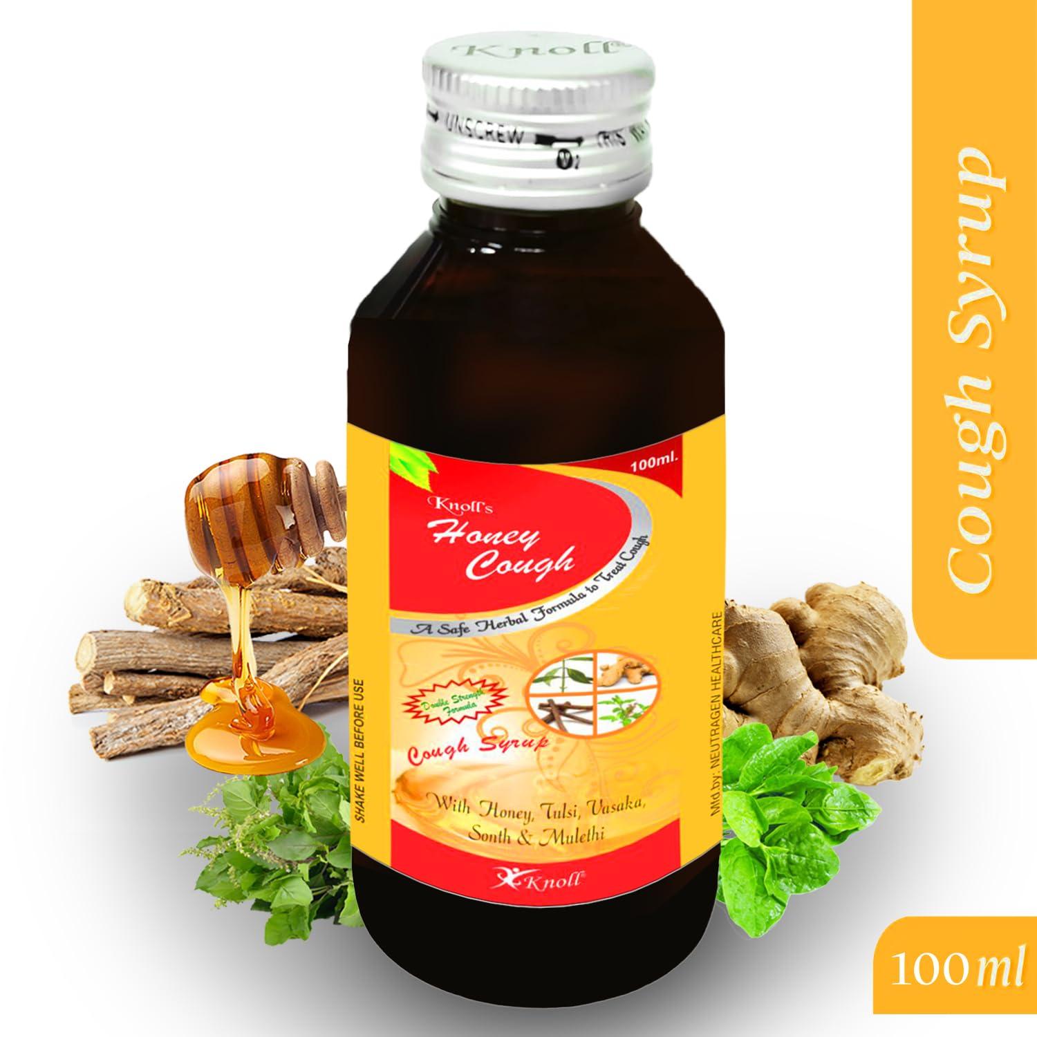Knoll Healthcare Knoll Healthcare Honey Cough Syrup 100% Ayurvedic for Dry and Wet Cough Adult & Kids Friendly Relief from Cough (200ml) (Pack of 2) Each Pack 100ml
