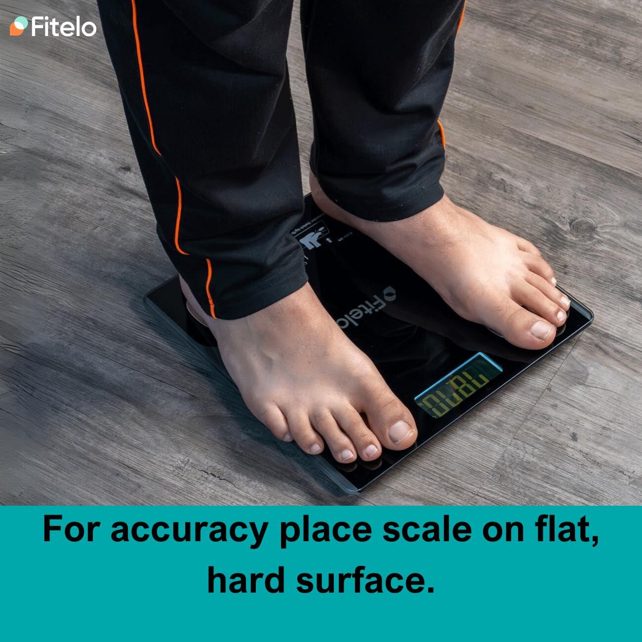 Fitelo Fitelo Bluetooth Smart Scale, BMI Weight Machine for Body Weight with 18 Body Parameters, Body Fat Analyzer Machine & Body Composition Scale with APP, LED Display & 1 Year Warranty (WS7-01)
