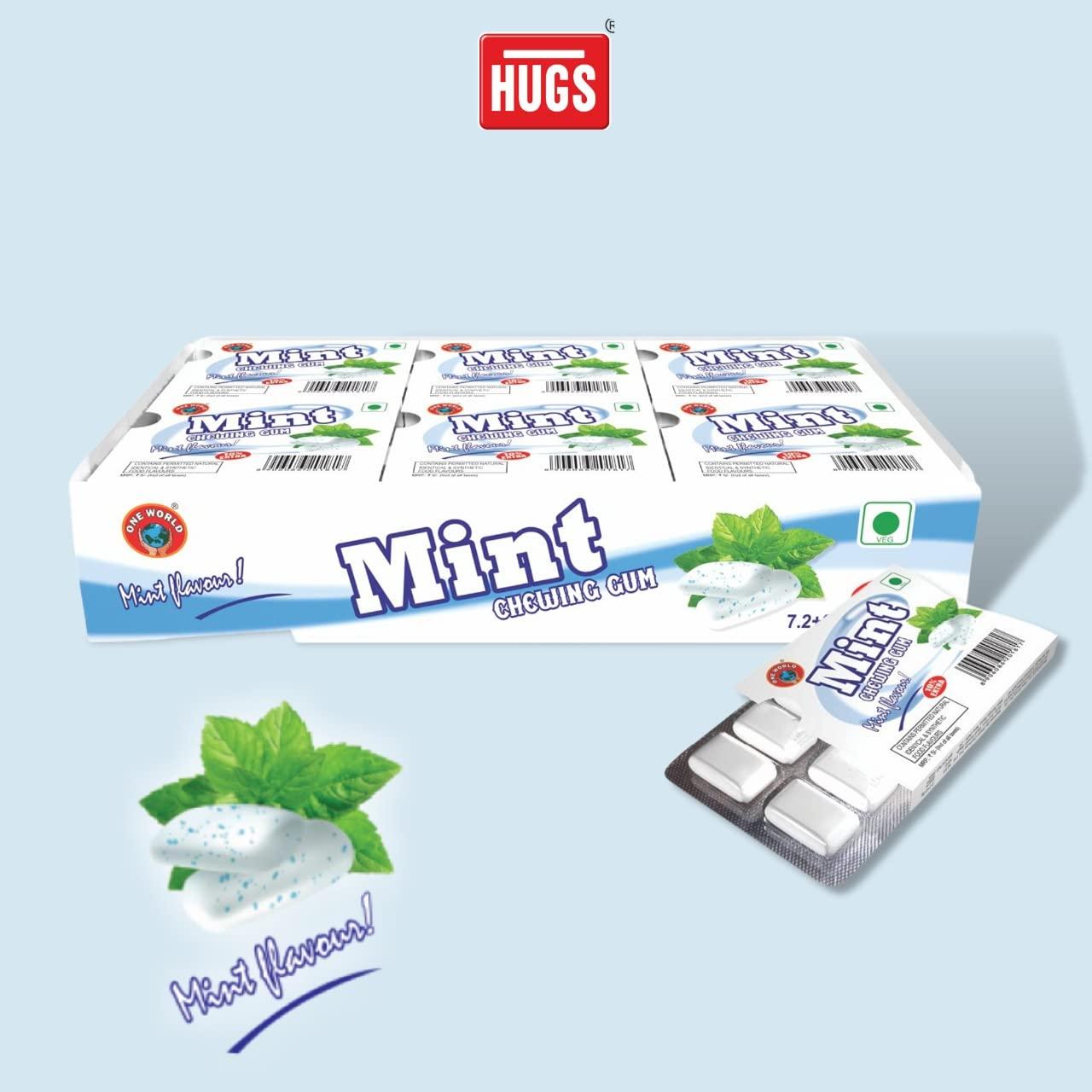 Hugs Hugs Mint Chewing Gum Mint Flavour | Mint Mouth Freshener (30 pcs in a box)
