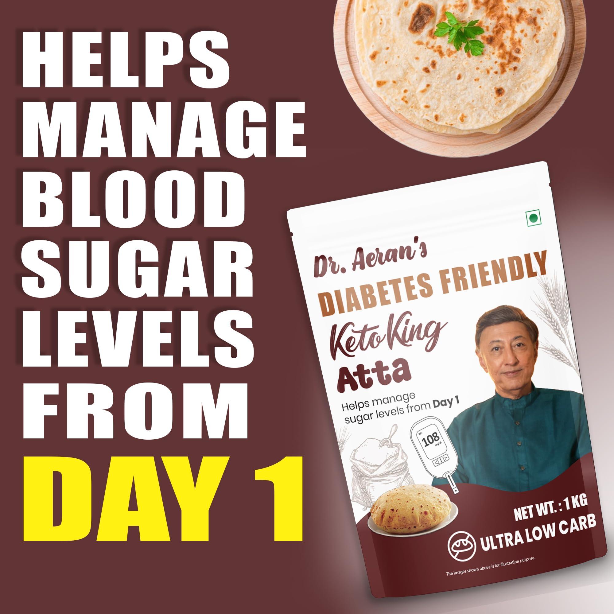 Dr. Aeran\'s Dr. Aeran\'s Diabetes Friendly Keto King Atta, 1Kg, Ultra Low Carb, Low GI Atta for Sugar Release Control, Diabetic Atta For Diabetic Care, High Fiber Flour, Sugar Control Keto Atta