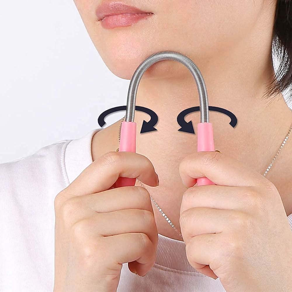 ADICTUM ADICTUM Removing facial hair in women Upper Lip Cheek Chin Moustache Sideburns Neck Beauty Tool - Spring Epilator Face Threading Natural Beauty Tool Stick for Women (Pack of 2)