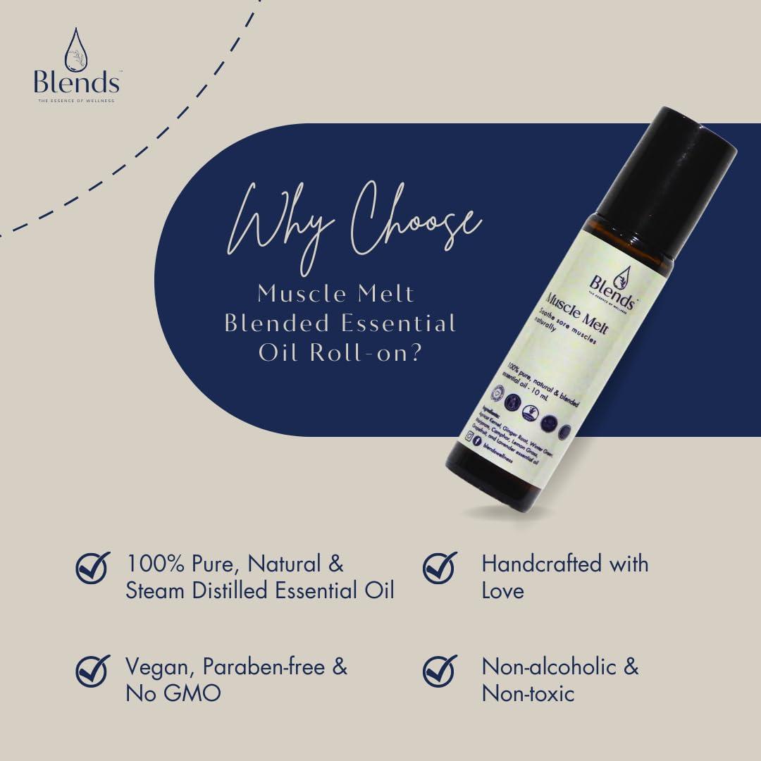 BLENDS BLENDS Muscle Melt Pain Relief Oil for Soreness, Full Body Ache Soothening Roll-on 15 ML