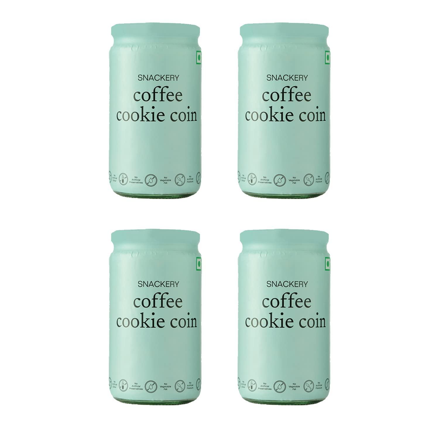 Snackery Snackery Coffee Cookie Coins, 198 gm, Individually Wrapped, Magnesium, Phosphorus, Jar of Happiness(Pack of 4)