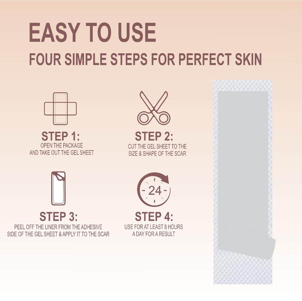 SCARXGEN Scarxgen Silicone Gel Sheet | Scar Sheet | Scars, Cuts and Scrapes, Laparoscopic scar | Reusable and Washable Sheet | Keloid and Hypertrophic scar I Visible scar reduction (3CMX20CM(BOX OF 1 UNIT))