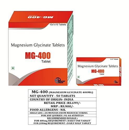 Healthy Paleo Healthy Paleo Magnesium Glycinate tablets for 100 days (50 tablets, Serving size-Half (1/2) Tablet/day) 100% Vegetarian that help maintain health, especially in your brain, heart, and muscles.