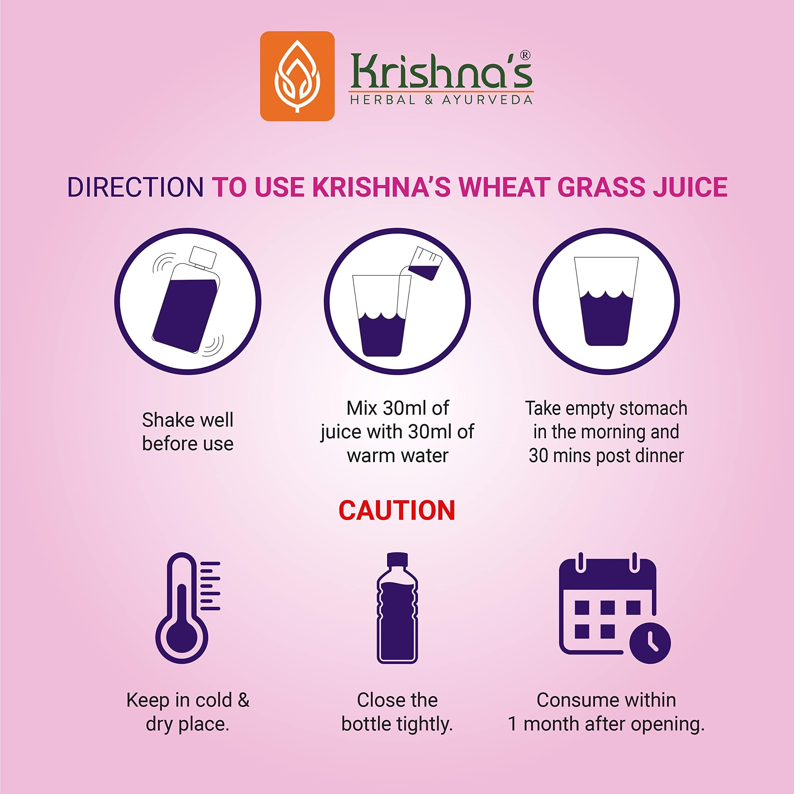 KRISHNA'S HERBAL & AYURVEDA Krishna's Wheatgrass Juice - 1000 ML | Wheat Grass juice 9th day picked wheatgrass leaves | Pure, Natural and Ayurvedic Juice