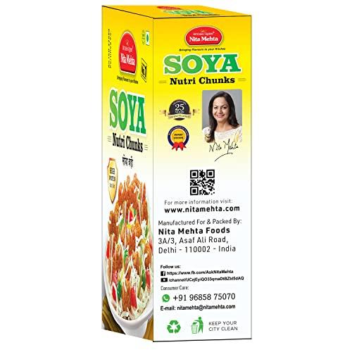 KITCHEN QUEEN NITA MEHTA KITCHEN QUEEN NITA MEHTA Soya Nutri Chunks 600g | Soya Chunks | Perfect for Making Soya Chunks Manchurian, Soya Chunks Fry, Soya Pulao, Soya Fried Rice - (3 X 200g = 600g)