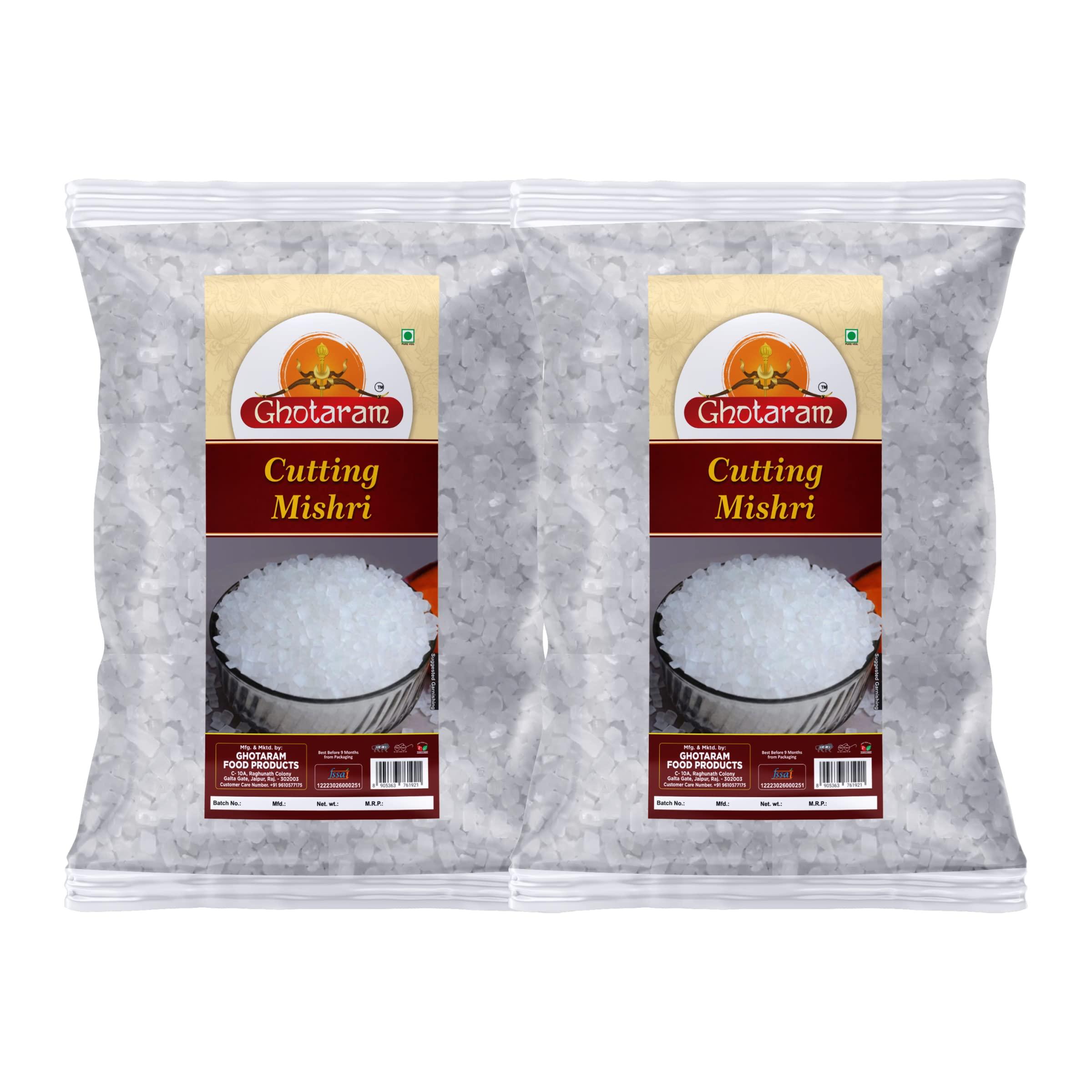 GHOTARAM Ghotaram Sugar Diamond Fresh (Mishri Dana) Sugar Crystals Small | MISHRI Cutting | Misri Dana Parsad | Diamond Rock Sugar Candy | Organic Pure Natural Rich in Nutrients-1960g(pac 2x 980g)