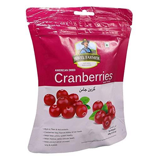 JEWEL FARMER JEWEL FARMER American Dried Cranberries, Gluten Free, Antioxidants, Vitamin & Dietary Fiber Rich Pack of Unsulfured, Ready to Eat Dry Cran Berries (100g)