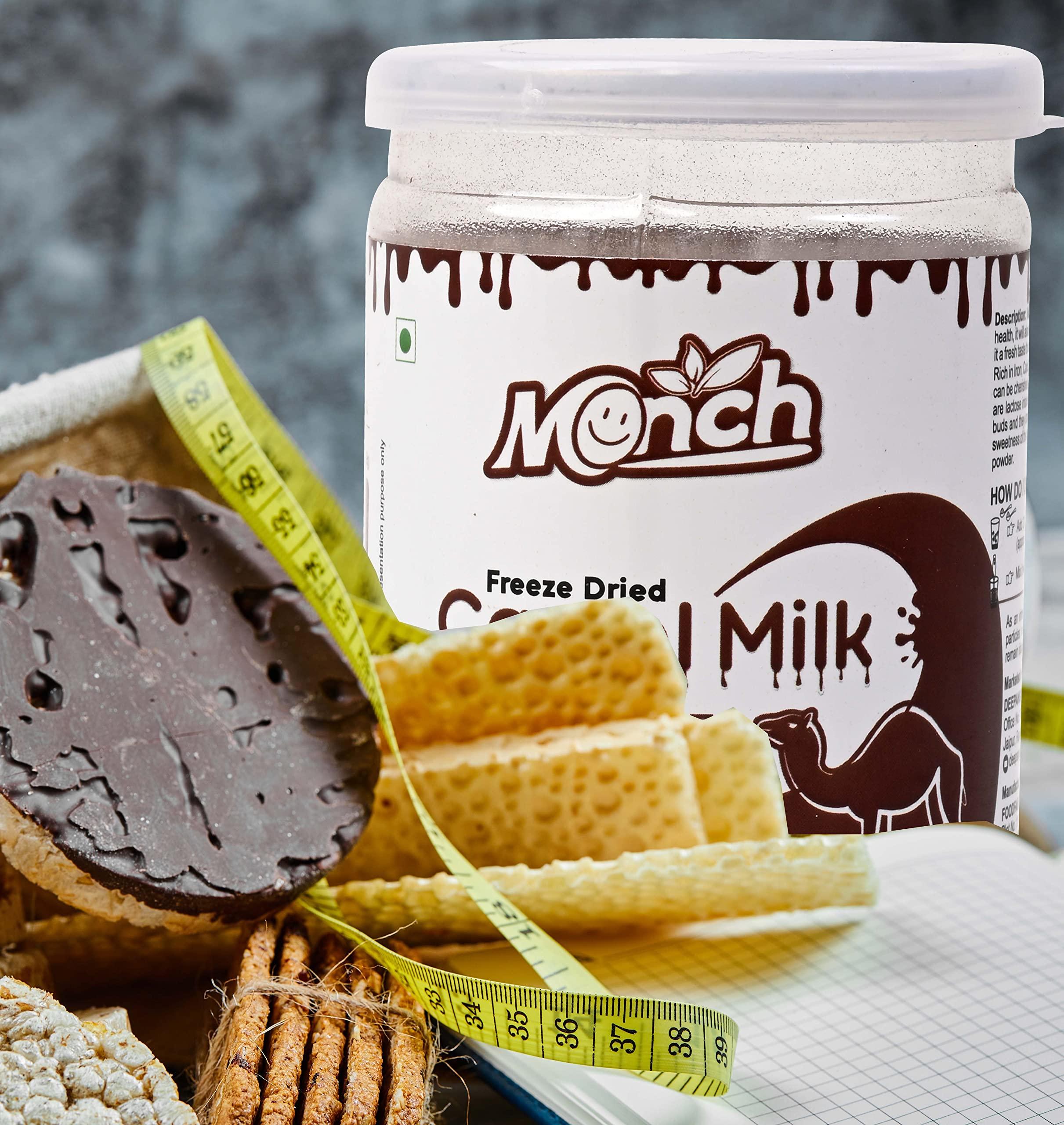 Monch Monch Camel Milk Powder - Camel Milk Powder Helps In Height - Freeze Dried, Chocolate Flavoured (50g, Pack of 3)|Premium, Rich & Creamy, Instant Nutrient-Rich Dairy Alternative with Gourmet Chocolate Infusion, Single-Serve Convenience