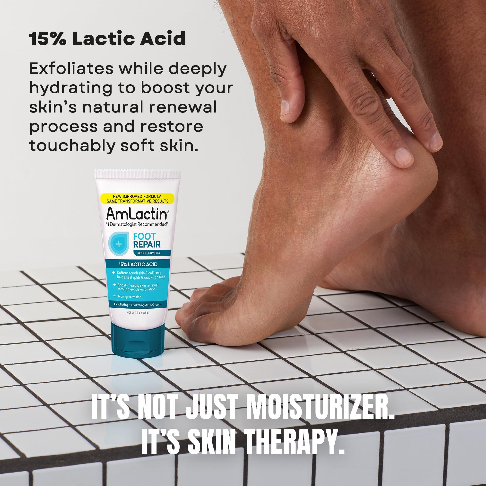 AmLactin Amlactin Foot Repair Foot Cream Therapy | Smooths Rough, Dry Feet | Powerful Alpha-Hydroxy Therapy Gently Exfoliates | Lactic Acid (Aha) | Softens Tough, Dry Skin