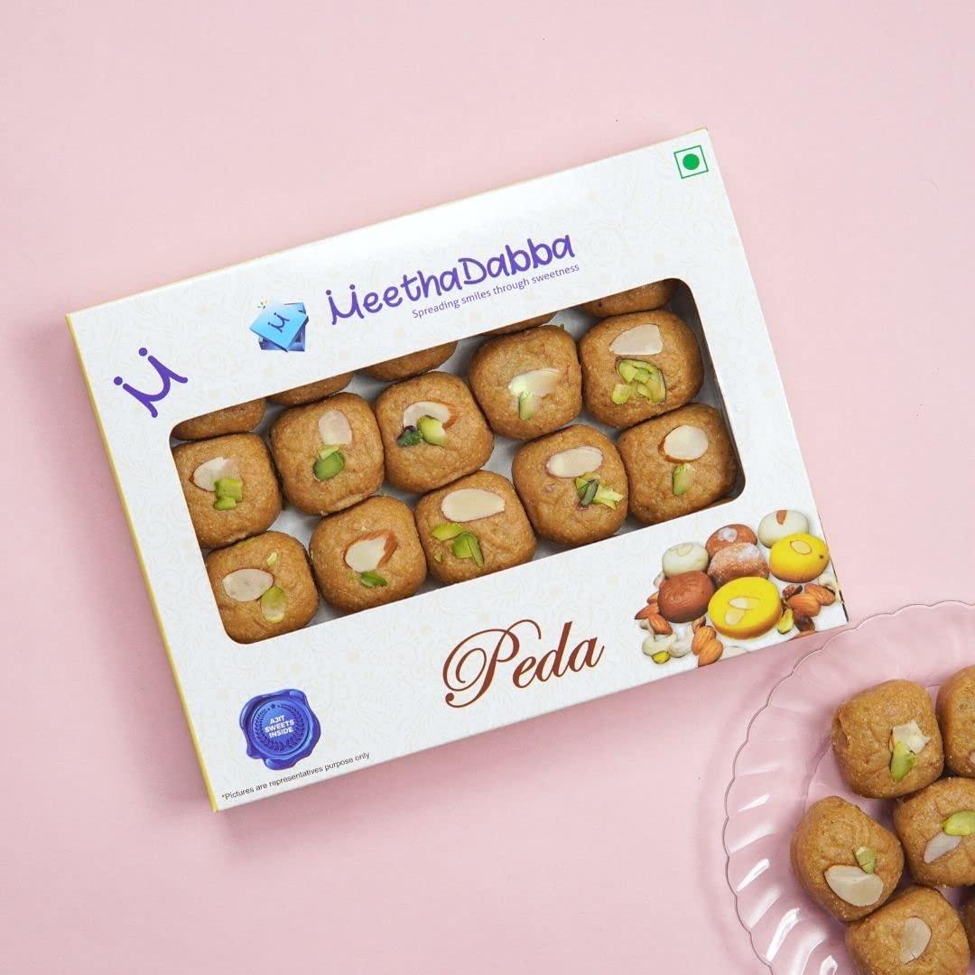 MEETHADABBA MeethaDabba Sinhori Peda, Indian Sweet, Desi Mithai, Super Soft, Sihori Peda, 24 pcs 500 grams