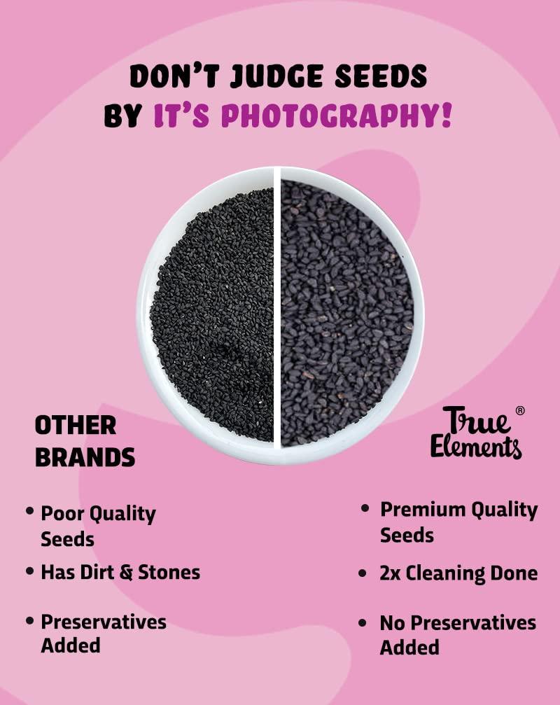 True Elements True Elements Kalonji Seeds 250gm - Premium Nigella Seeds | Seeds for Hair Growth | 100% Natural | Indian Superfood | Add flavour to curries|