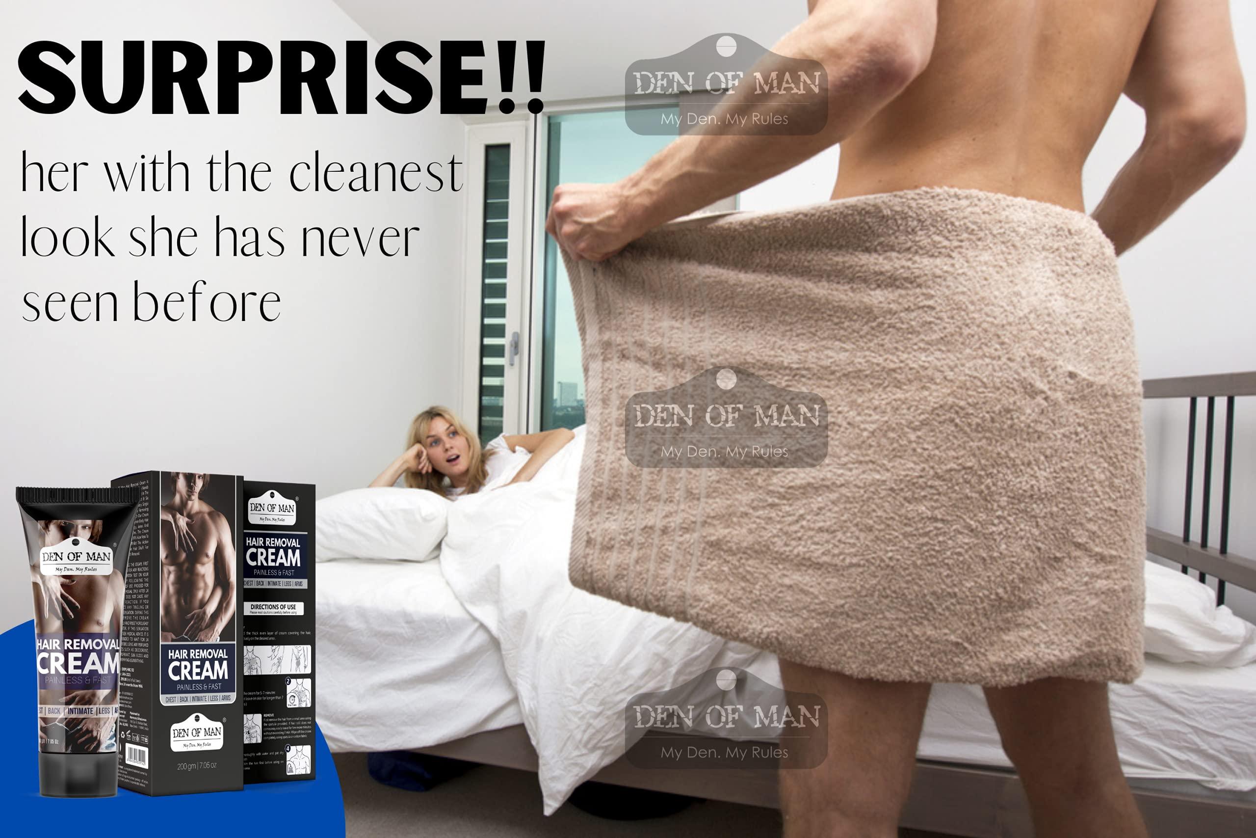 Den of Man Den of Man® No Bad Smell Hair Removal Cream For Men, 200gm, Chest, Back, Legs, Under Arms & Private Parts