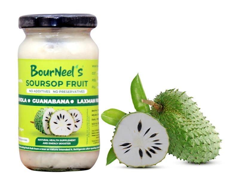 BourNeel's BourNeel\'s Soursop Fruit Jar 200gm Pack of 1 | No Preservatives | Immunity & Energy Booster | Organic Natural & Real Healthy Graviola Laxman Phal Fruit | High Vitamin C |