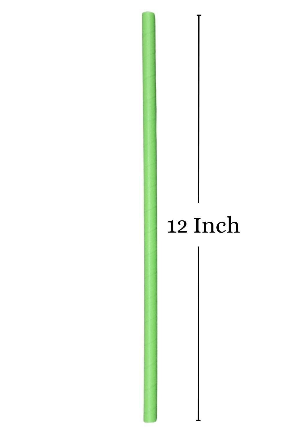 Wiies Straw 10mm Pack of 25 Pcs Boba Paper Straw 12 inch Ecofriendly Straws Light Green Large Straws for Drinking Juice Party Straw Pack Paper Straws for Drinking Juice Long Straw Thick