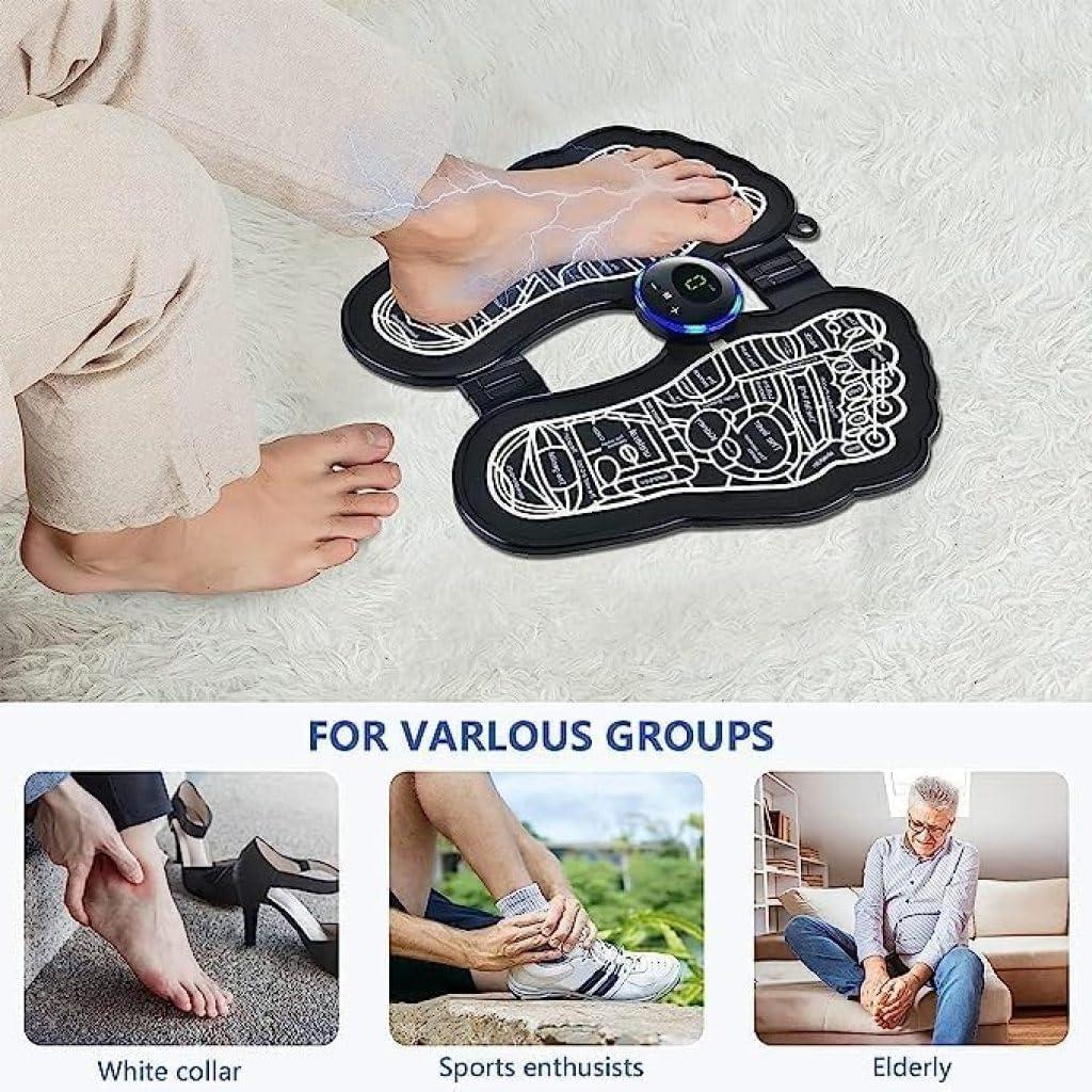 Samtrish SamtrishBioelectric EMS Acupoints Foot Massager Pain Relief Wireless Electric Massage Machine Portable Foot Folding Pad Electric Foot Massage Machine with 8 Modes and 19 Intensities