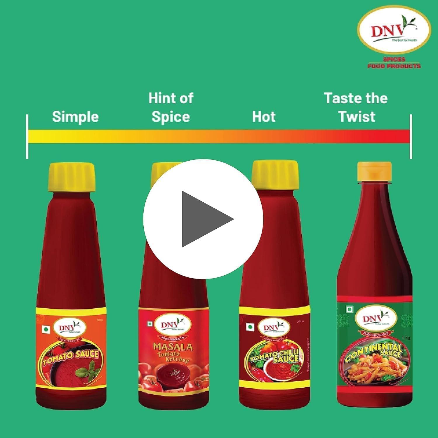 DNV DNV - Spicy Red Chilli Sauce and Tomato Ketchup Sauce Combo Pack of 400gm (200g x 2)