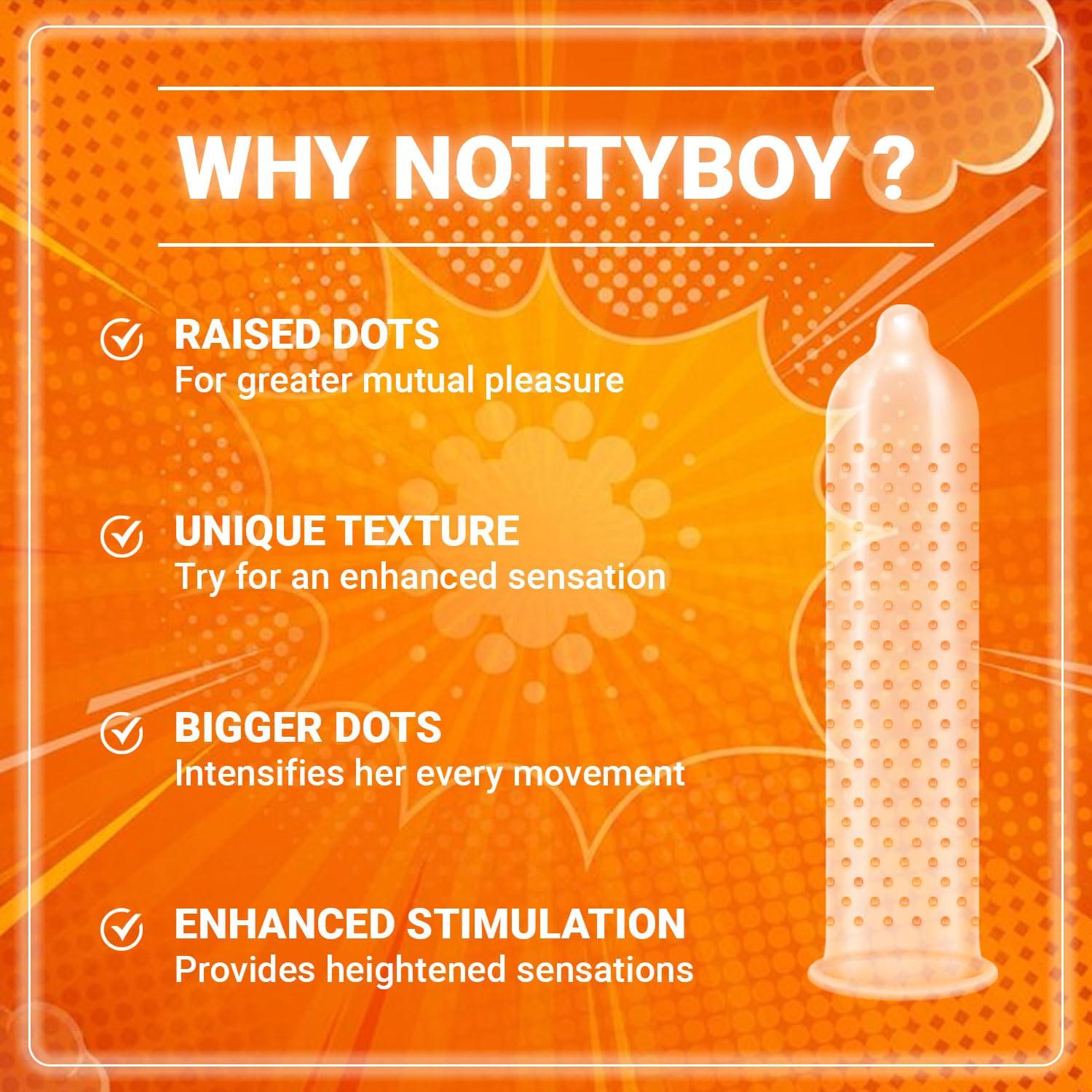 NOTTY BOY NOTTY BOY HardCore Dotted Condom, Big Raised Dots For More Pleasure - 18 Units (Pack of 6)