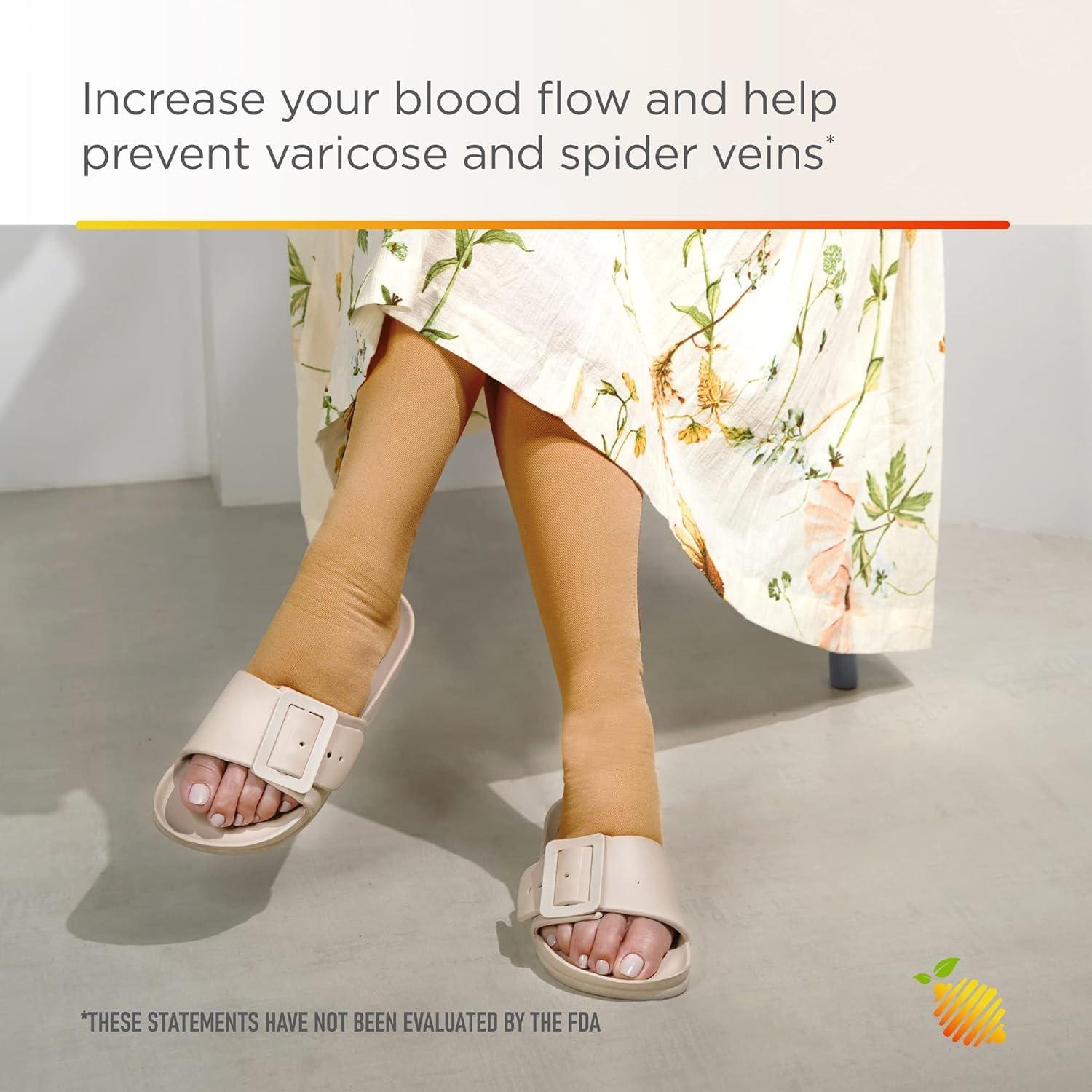 Anugrah ANUGRAH Medical Compression Stockings for Varicose Veins | Compression Socks for Women & Men | Varicose Vein Stockings | Compression Stockings for Varicose Veins | Open Toe Compression Socks - L/XL size. Beige Color